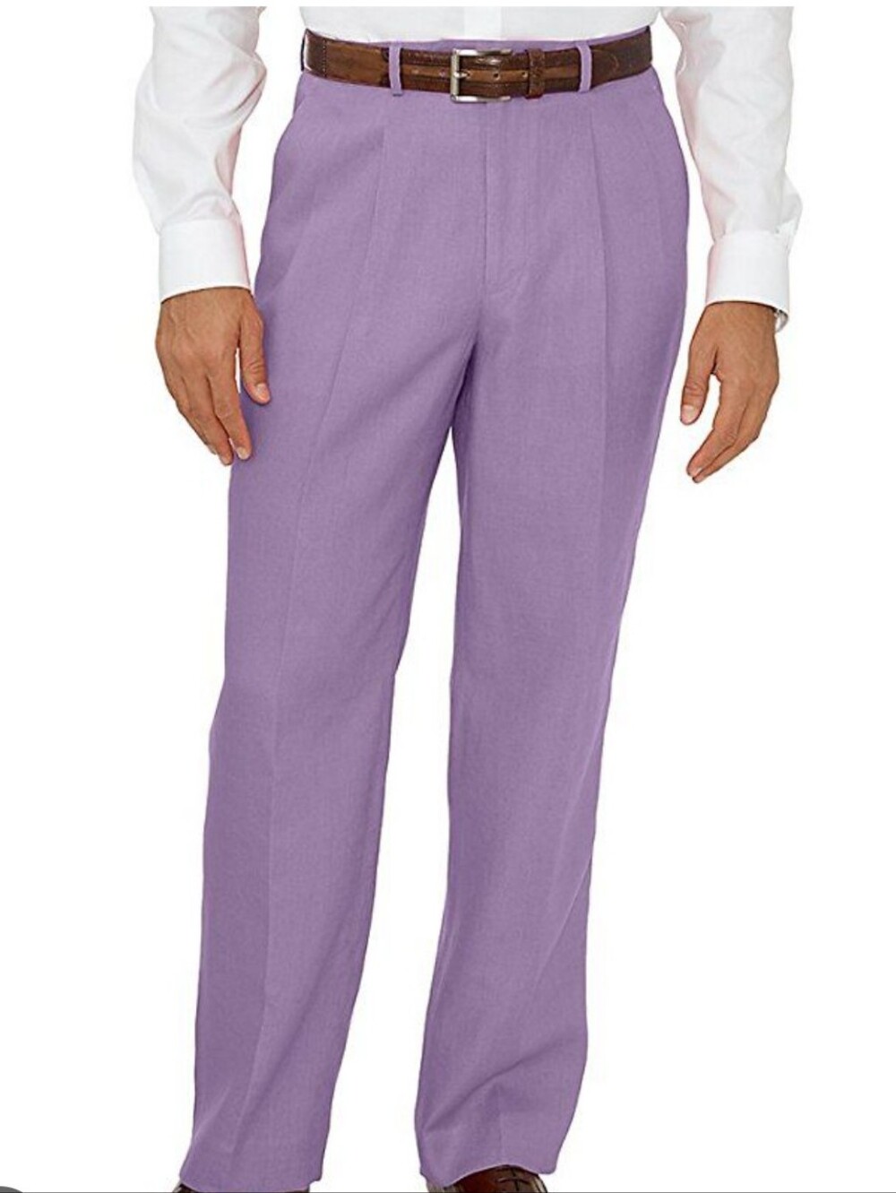 Paul Fredrick Linen Purple Trousers Size 40 *Not Pleated*